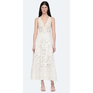 Sea New York Baylin White Cotton Lace Slip Midi Dress - Size 8